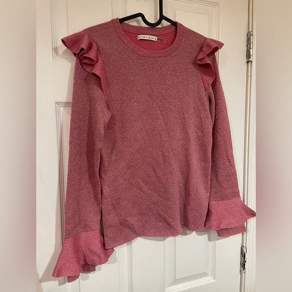 Alice + Olivia Pink Glitter pink mittie sweater size M - Picture 4 of 8